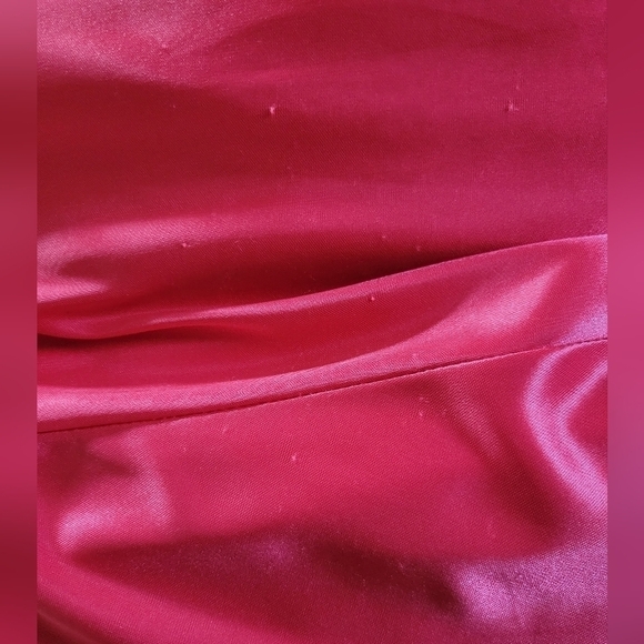 City Triangles Hot Pink Beaded V Neck Formal Satin Like Party Prom Dress - Picture 9 of 11